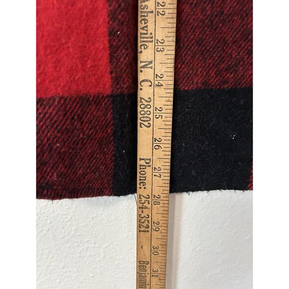 Vintage Mens S Bronzini Red Buffalo Check Button Shirt Jacket Wool Blend Shacket - Picture 7 of 7